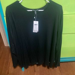 Eileen Fisher Woman 3x simple long sleeved black top crew neck NWT casual fun
